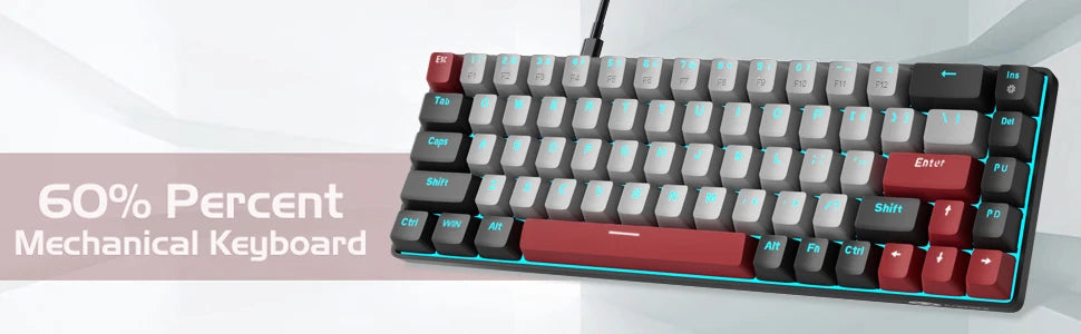 MageGee Portable 60% Mechanical Gaming Keyboard, MK-Box LED Backlit Compact 68 Keys Mini Wired Office Keyboard with Red Switch f NNOS