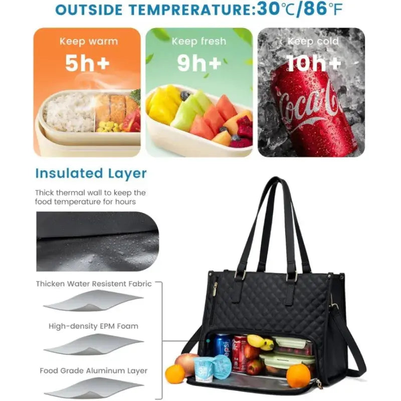 Multifunctional 2In1 Cooler Lunch Bags Insulated Handbag for Women Men Large Capacity Travel Picnic Lunch Box Food Delivery Bag NNOS