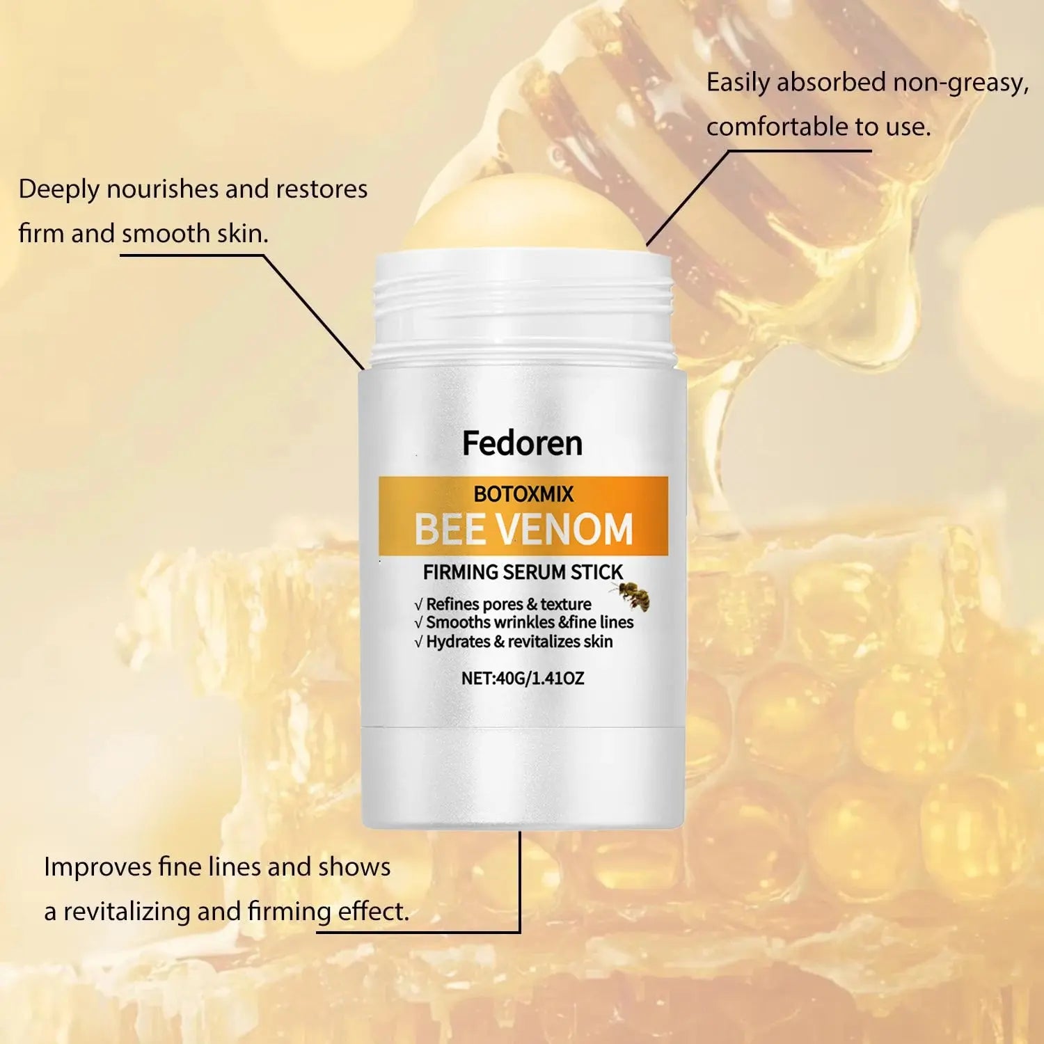 40g Bee Venom Firming Cream Stick Anti-Aging Face Serum Lifting Tightening Serum Skin Firming Cream Reduces Wrinkles Fine Lines NNOS