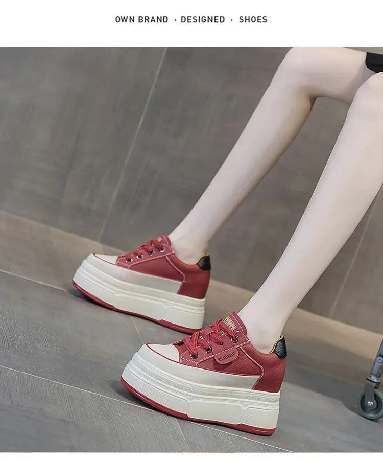 Fujin 9cm Cow Suede Genuine Leather Women Vulcanized Shoes Platform Wedge Skate Boarding High Brand Heels Casual Summer Shoes NNOS