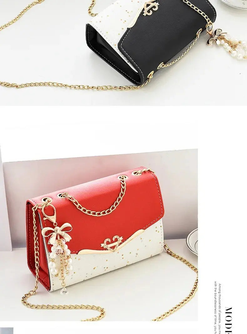 Glam Chic Mini Crossbody Bag – Sparkling Sequin Square Design with Tassel Charm, Stylish PU Shoulder Purse for Women & Girls NNOS