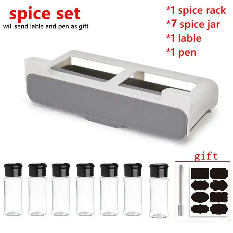 Kitchen Spice Rack Self-adhesive Wall-mounted Under-Shelf Seasoning Bottle Storage Rack Spice Organizer Kitchen Storage Rack NNOS