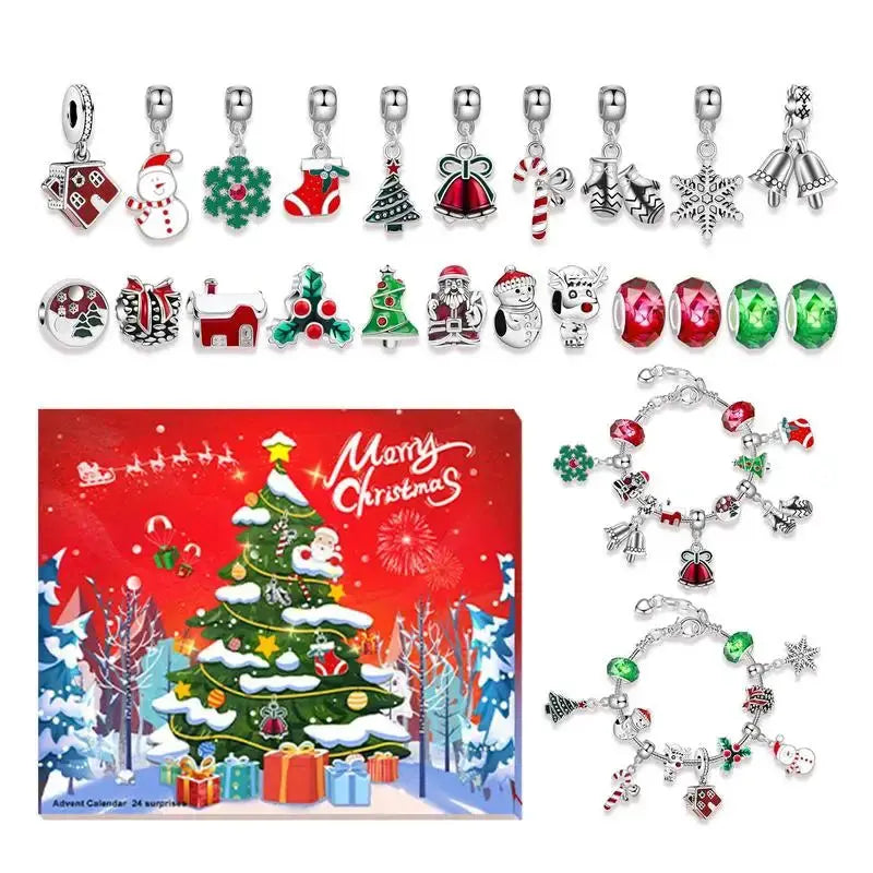 Christmas DIY Bracelet Gift Box Holiday Calendar Earrings Necklace Jewelry Handmade Beaded Set Christmas Countdown Calendar NNOS
