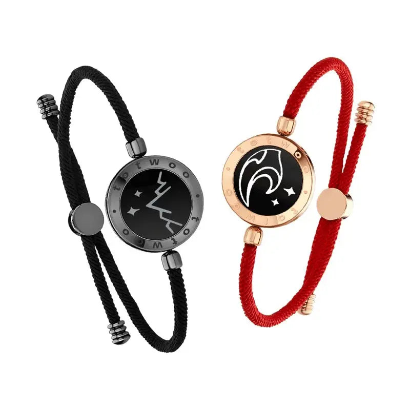 Totwoo Long Distance touch Light up&Vibrate Bracelets for Couples, Long Distance Relationship Gifts Smart Sun&Moon Love Bracelet NNOS