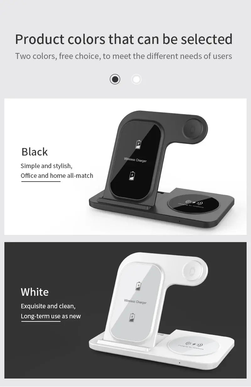 3 in 1 Wireless Charger Stand Pad For iPhone 15 14 13 12 X Max Foldable Fast Charging Station Dock For IWatch 8 7 SE AirPods Pro NNOS