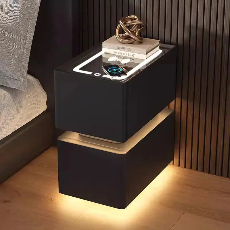 Smart Bedside Table – Modern Nightstand with Wireless Charging & LED Features NNOS