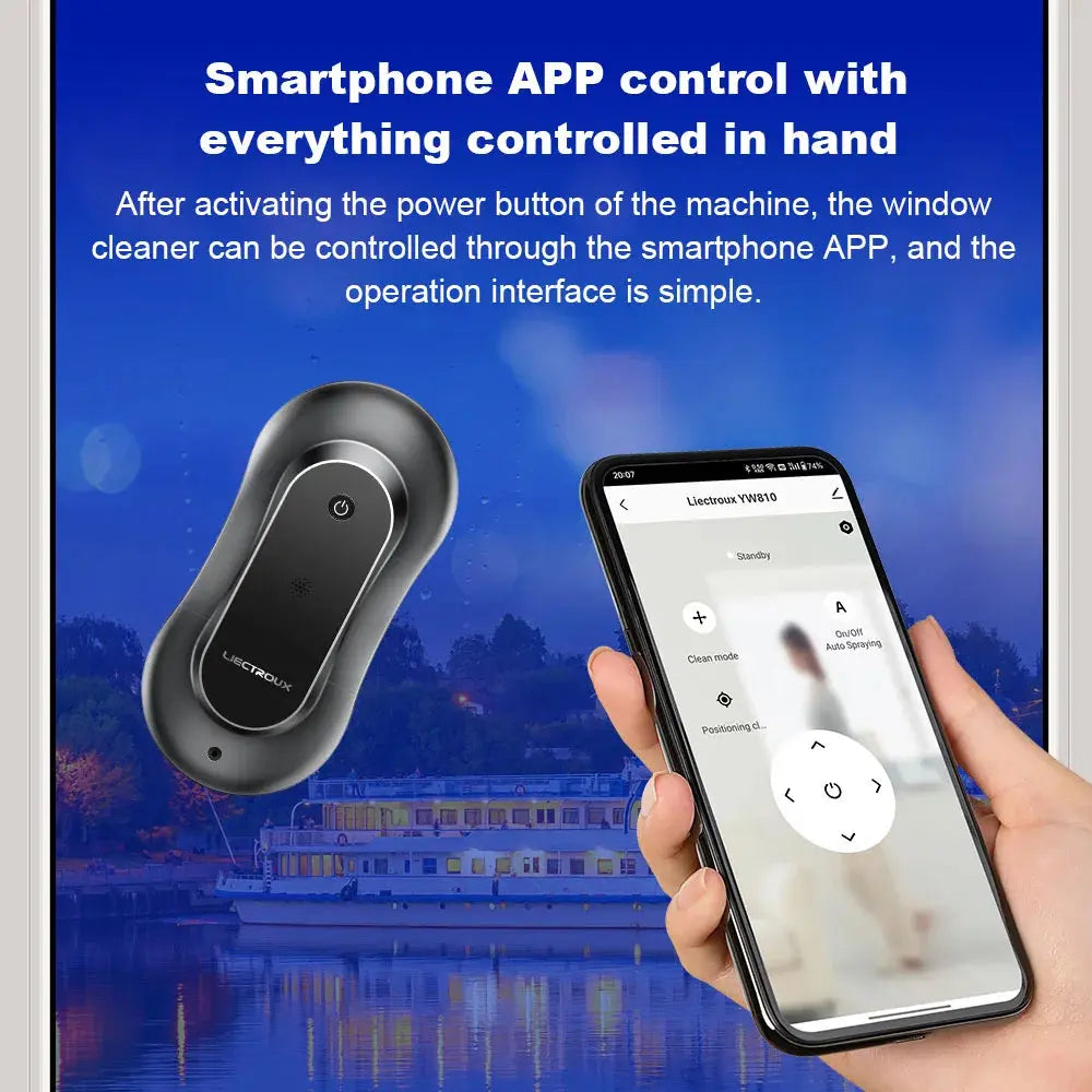 YW810 Advanced Robot Window Cleaner - 2800Pa Suction Power, Dual Water Spray, Dry/Wet Mopping, AI Navigation, Brushless Motor, Remote and App Control