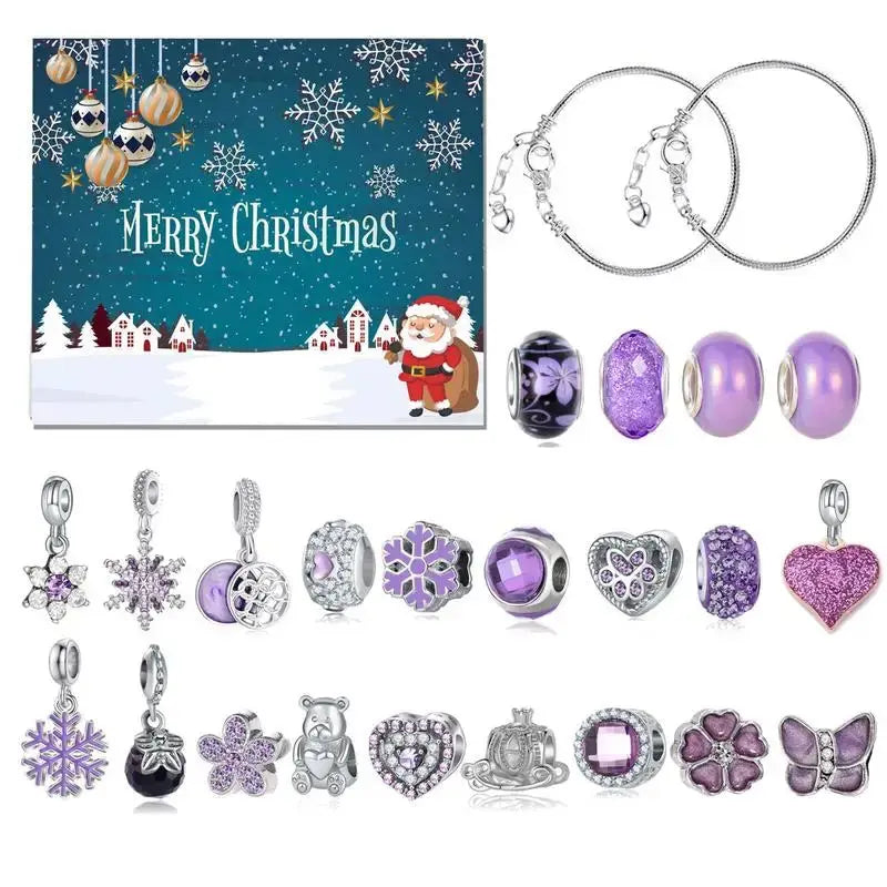 Christmas DIY Bracelet Gift Box Holiday Calendar Earrings Necklace Jewelry Handmade Beaded Set Christmas Countdown Calendar NNOS
