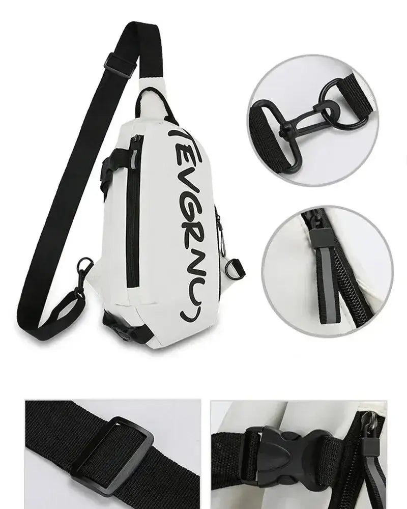 Autumn Winter Nylon Chest Bag for Men and Women Trendy Fashionable Sports Leisure Crossbody Bag with Oblique Straddle Design NNOS