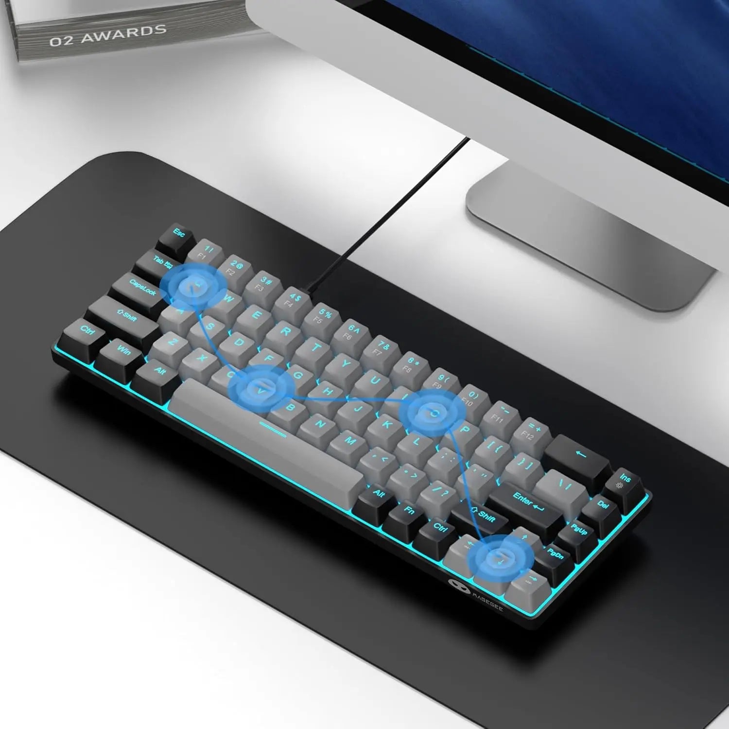 MageGee Portable 60% Mechanical Gaming Keyboard, MK-Box LED Backlit Compact 68 Keys Mini Wired Office Keyboard with Red Switch f NNOS