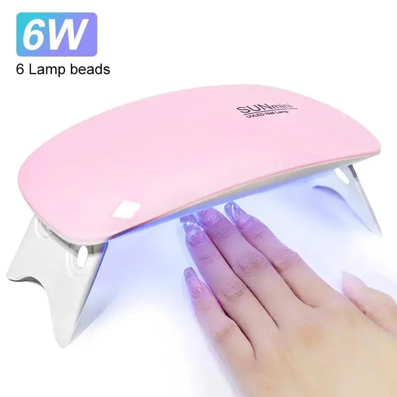 Portable 6W Mini Nail Dryer Machine with 6 LED UV Manicure Lamp for Home Use Dries Polish Varnish Quickly with USB Cable product image