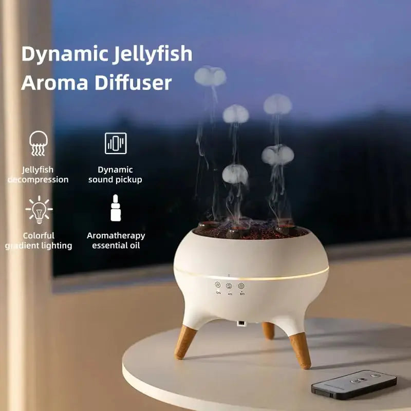Jellyfish Air Humidifier – 250ml Oil Diffuser with Remote & 7-Color Night Light NNOS