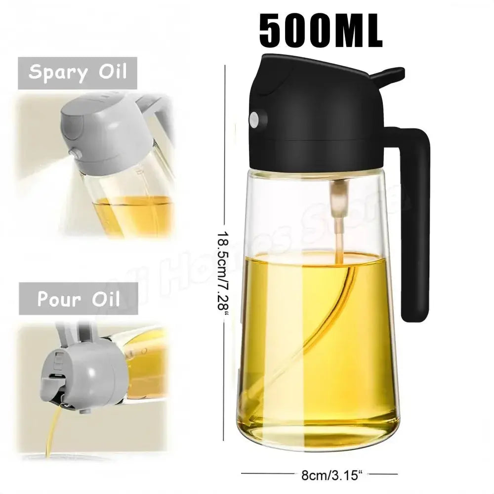 1-2PCS 2in1 Olive Oil Dispenser Bottle 500ml Plastic Oil Sprayer Cooking Oil Spray Tank BBQ Baking Picnic Kitchen Tools for Home NNOS