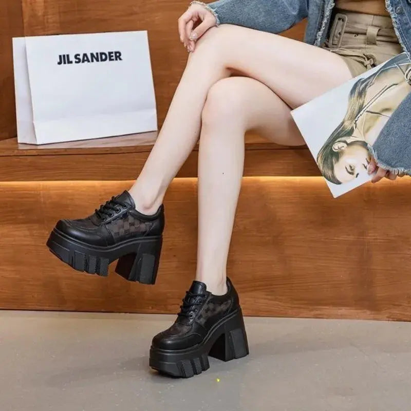 10CM High quality Women's Sandals Genuine Leather 2024 New Summer Heel High Mesh Women Sandals Platform High Heel Sandals Women NNOS