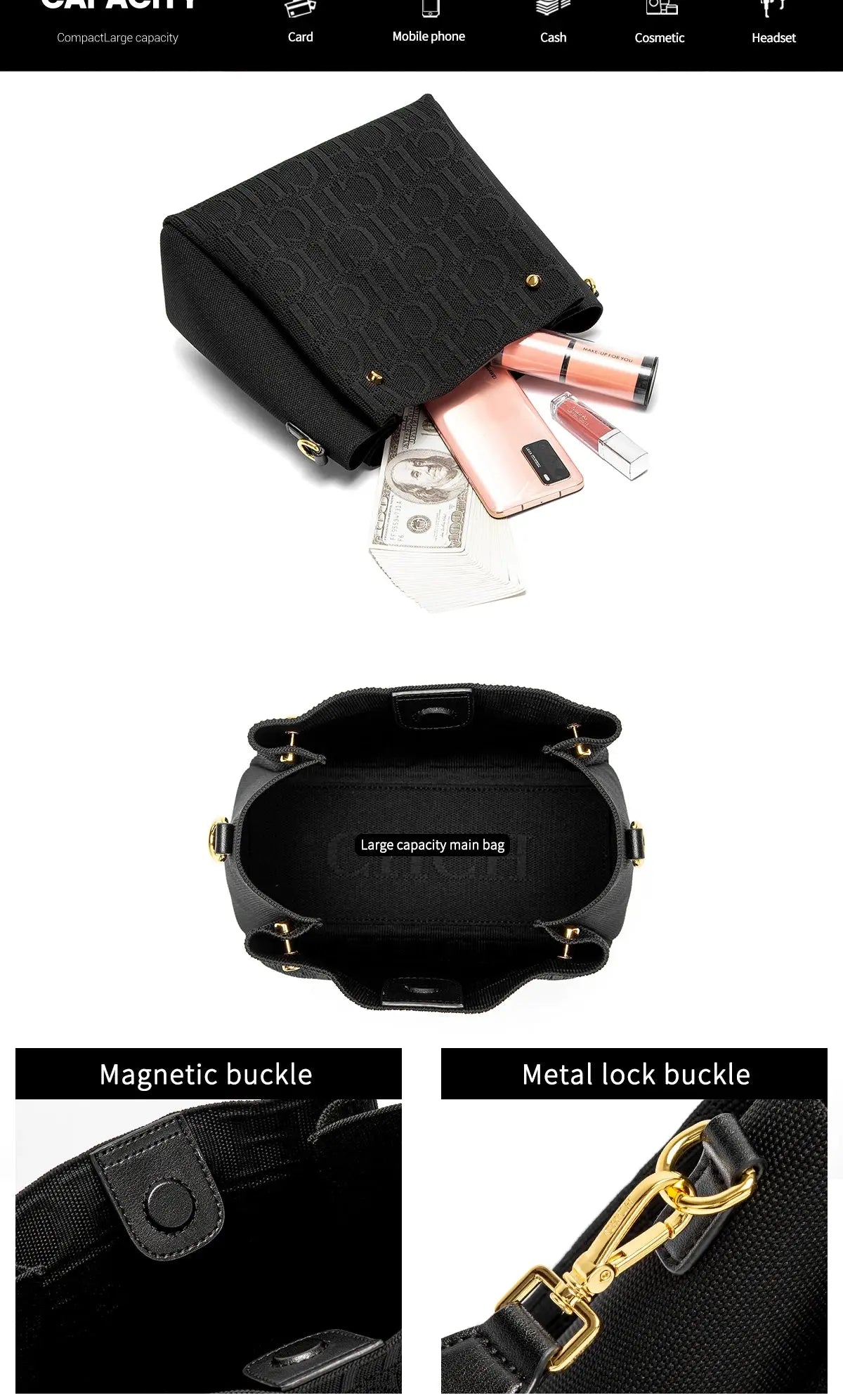 CH Elegant Letter Rope Crossbody Bag – Designer-Inspired, Fashionable & Spacious Shoulder Purse for Stylish Women NNOS