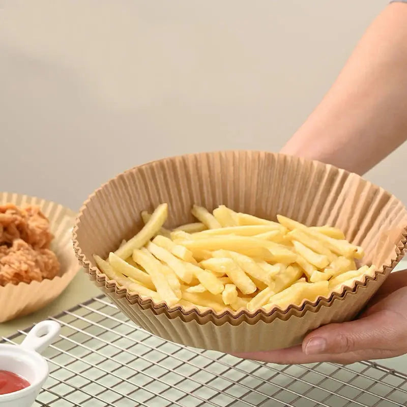 50Pcs Disposable Air Fryer Baking Paper Non-Stick Mat Oil Absorbing Kitchen Oven BBQ Plate Round/Square Fabric for Easy Cooking NNOS