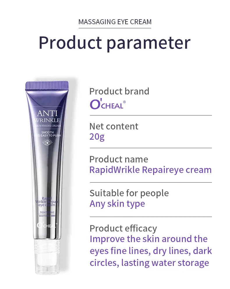 O'CHEAL Anti Wrinkle Anti Dark Circle Eye Cream Roller Massager Moisturizing Eye Bags Anti Aging Hyaluronic Acid Eye Skin Care NNOS