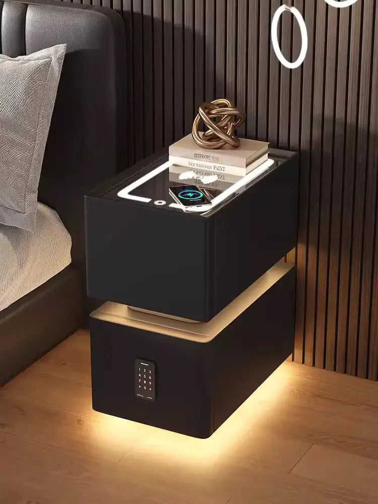 Smart Bedside Table – Modern Nightstand with Wireless Charging & LED Features NNOS