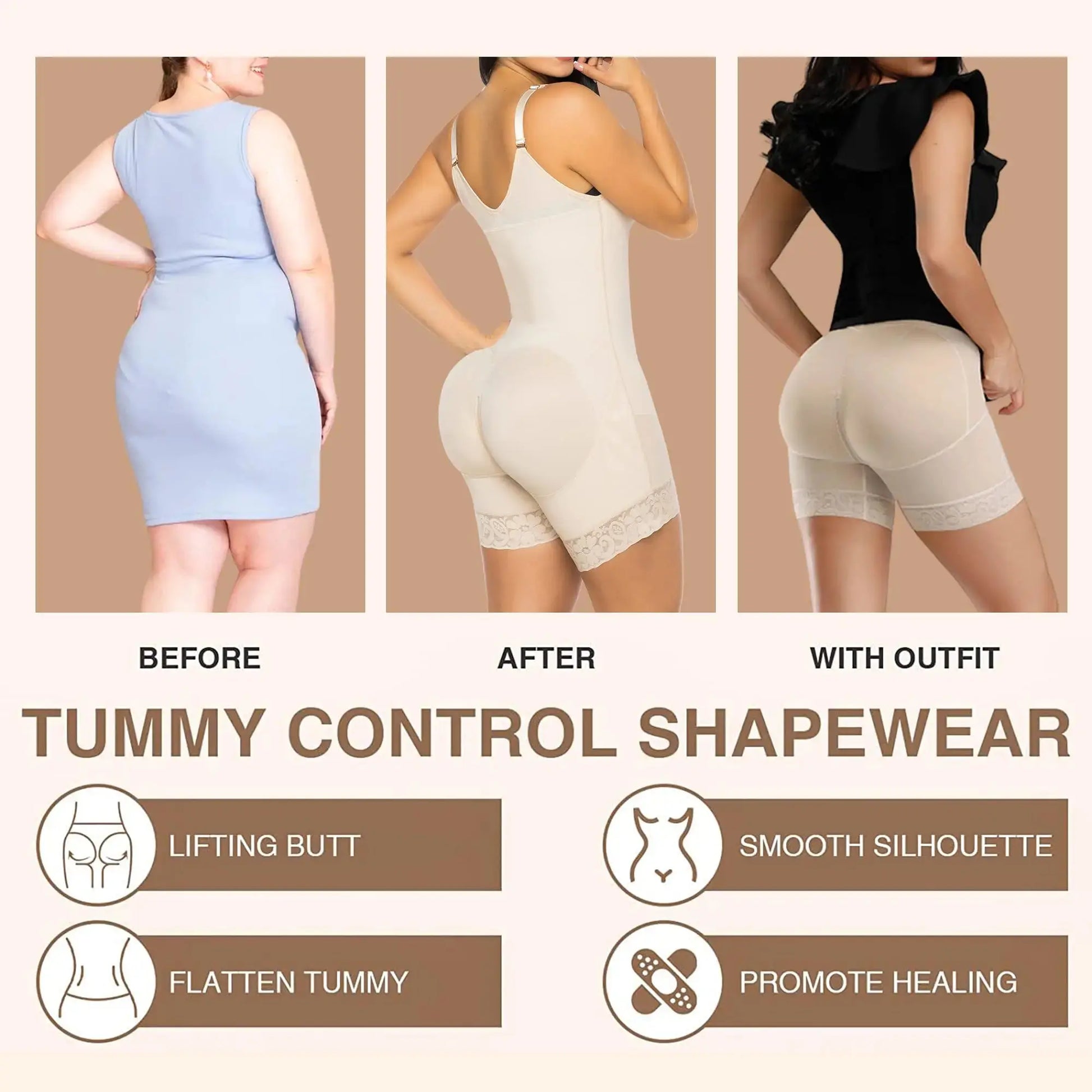 Tight Butt Lifting Seamless Shapewear Women'S Lightweight Non-Marking Body Shaping Underwear NNOS