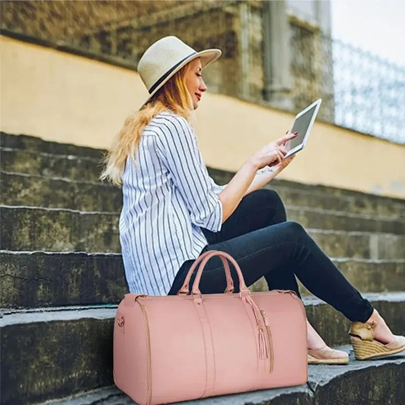 Luggage Handbag – Stylish PU Leather Travel Duffel for Women NNOS