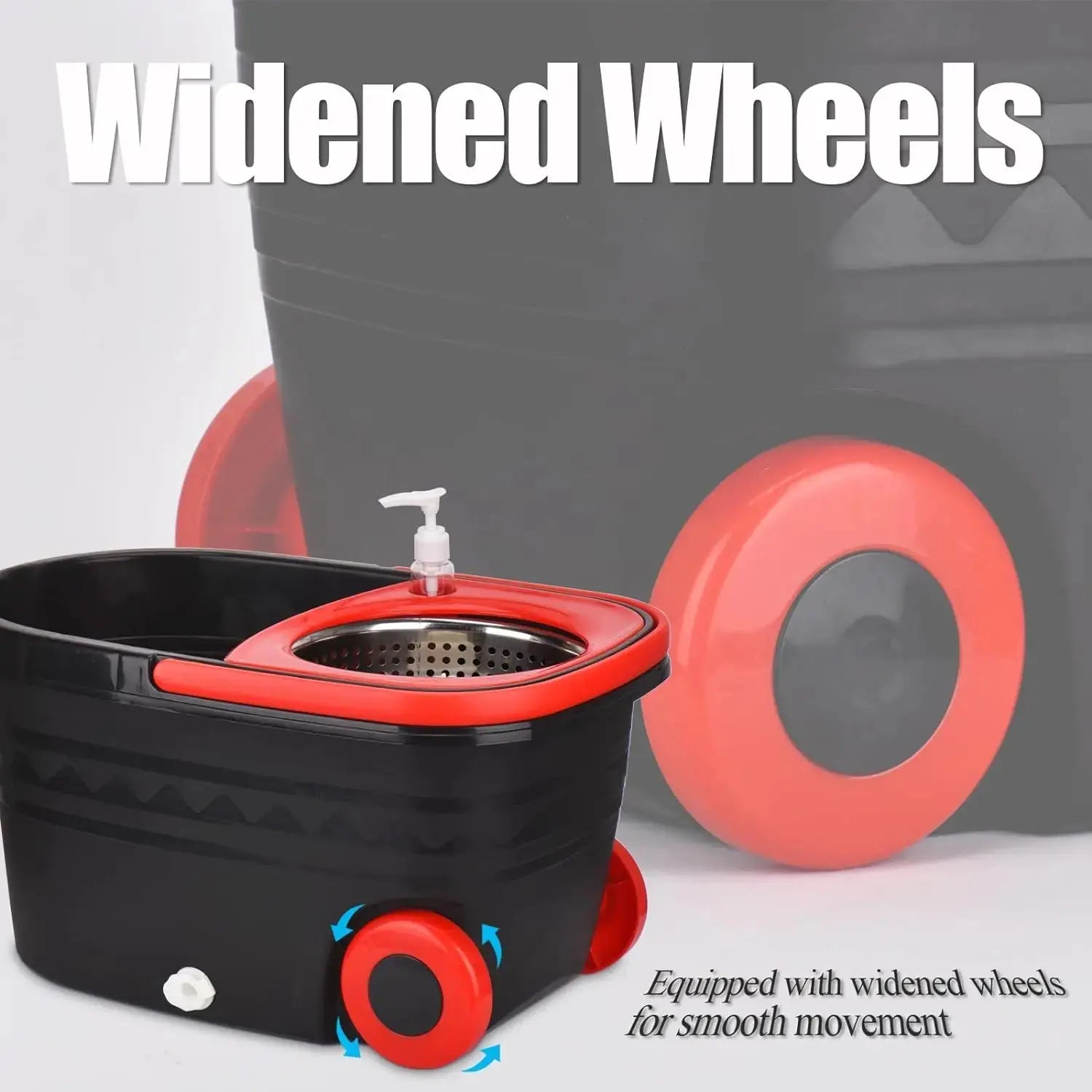 Black Spin Mop Bucket Sets Wrings System, Bucket with Wheels Extendable and Adjustable Handle, 3 Replacement Mop Refills NNOS