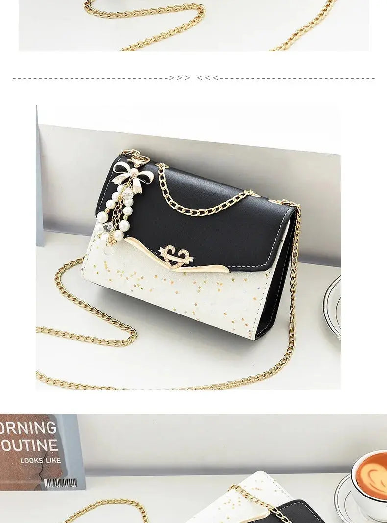 Glam Chic Mini Crossbody Bag – Sparkling Sequin Square Design with Tassel Charm, Stylish PU Shoulder Purse for Women & Girls NNOS
