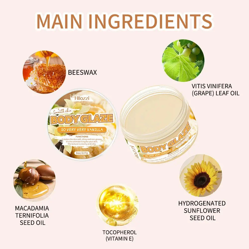 2oz/8oz Vanilla Body Glaze Nourishing Moisturizing Skin Care Body Butter Refreshing Non-Greasy Body Oil Moisturizing Skin NNOS