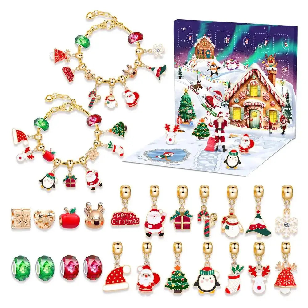 Christmas DIY Bracelet Gift Box Holiday Calendar Earrings Necklace Jewelry Handmade Beaded Set Christmas Countdown Calendar NNOS