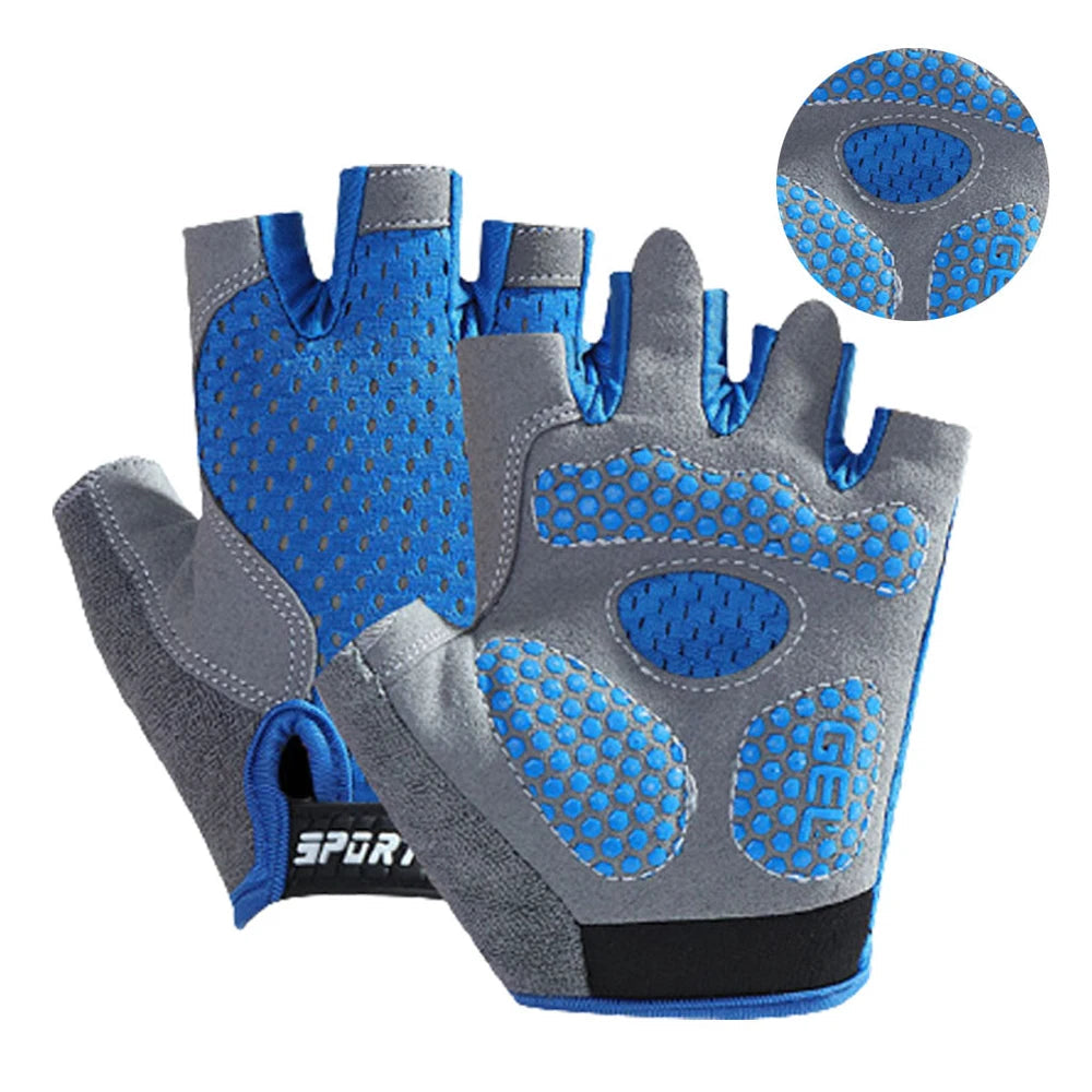 1Pair Non-slip Kids Gloves Half Finger Thickened Palm Protective Faux Leather Tear Resistant - Cycling Climbing Kid Sport Gloves NNOS