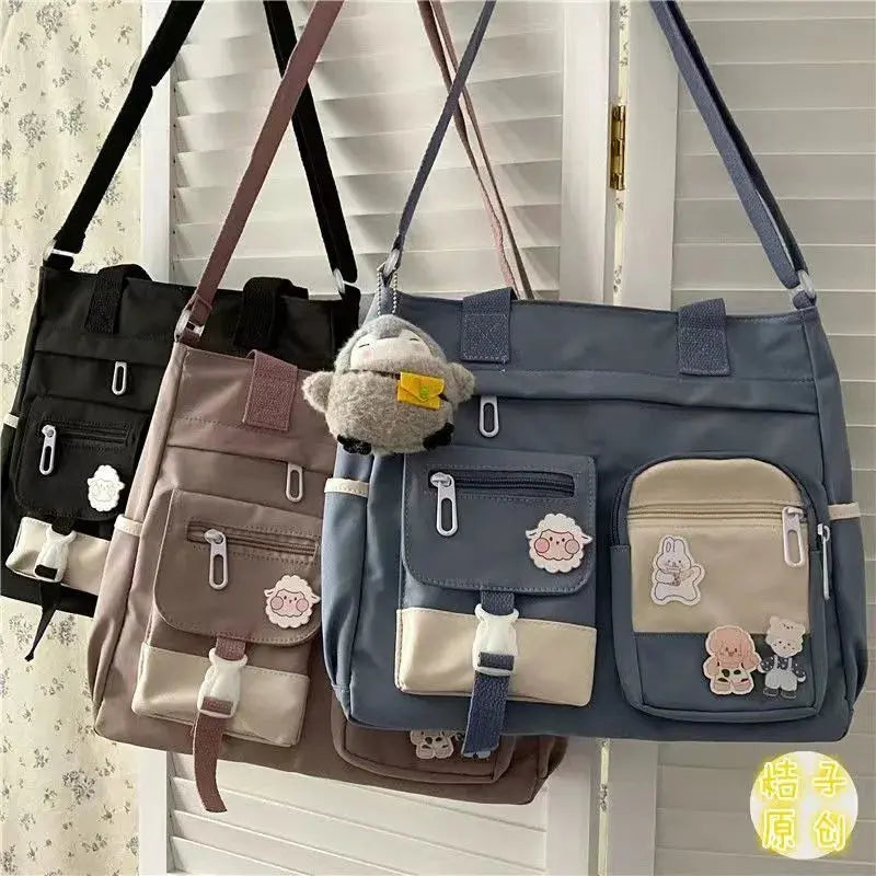 Waterproof Nylon Canvas Shoulder Bag – Stylish Japanese-Inspired Crossbody Satchel for Women, Girls & Students NNOS
