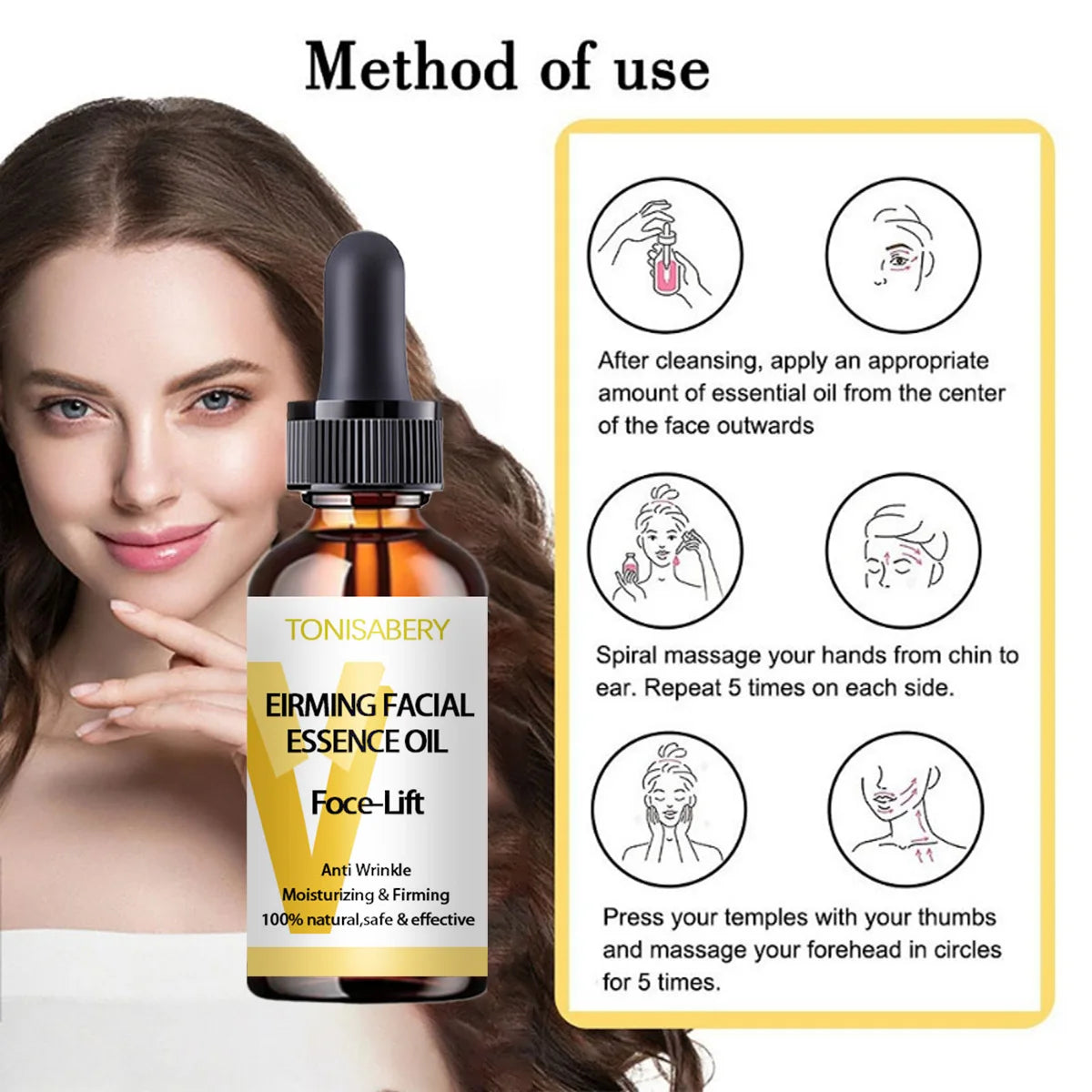 Facial essence instant facial oil V Facial essential oil lifts, tightens, slims, nourishes and protects skin effectively NNOS
