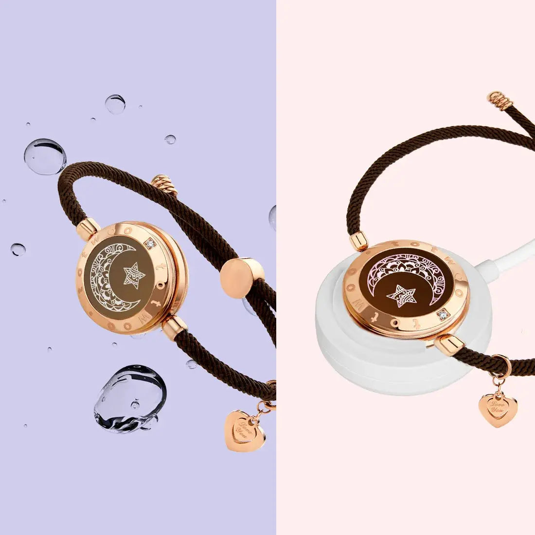 Totwoo Long Distance touch Light up&Vibrate Bracelets for Couples, Long Distance Relationship Gifts Smart Sun&Moon Love Bracelet NNOS