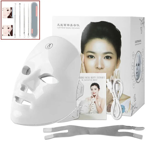 7 Colors Photon Facial LED Mask Red Light Therapy Anti Aging Face Neck Beauty Mask Relaxation Treatment Anti-Wrinkle Skin Care NNOS