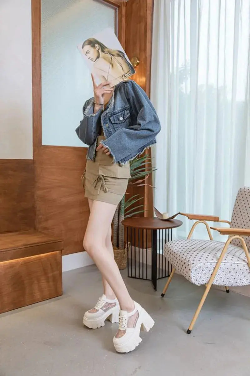 10CM High quality Women's Sandals Genuine Leather 2024 New Summer Heel High Mesh Women Sandals Platform High Heel Sandals Women NNOS