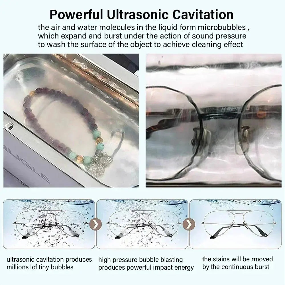 Powerful Ultrasonic Cleaner 500ML 46kHz for Jewelry Glasses Razor Circuit Board Watches Denture Teeth Ultrasound Washing Machine NNOS
