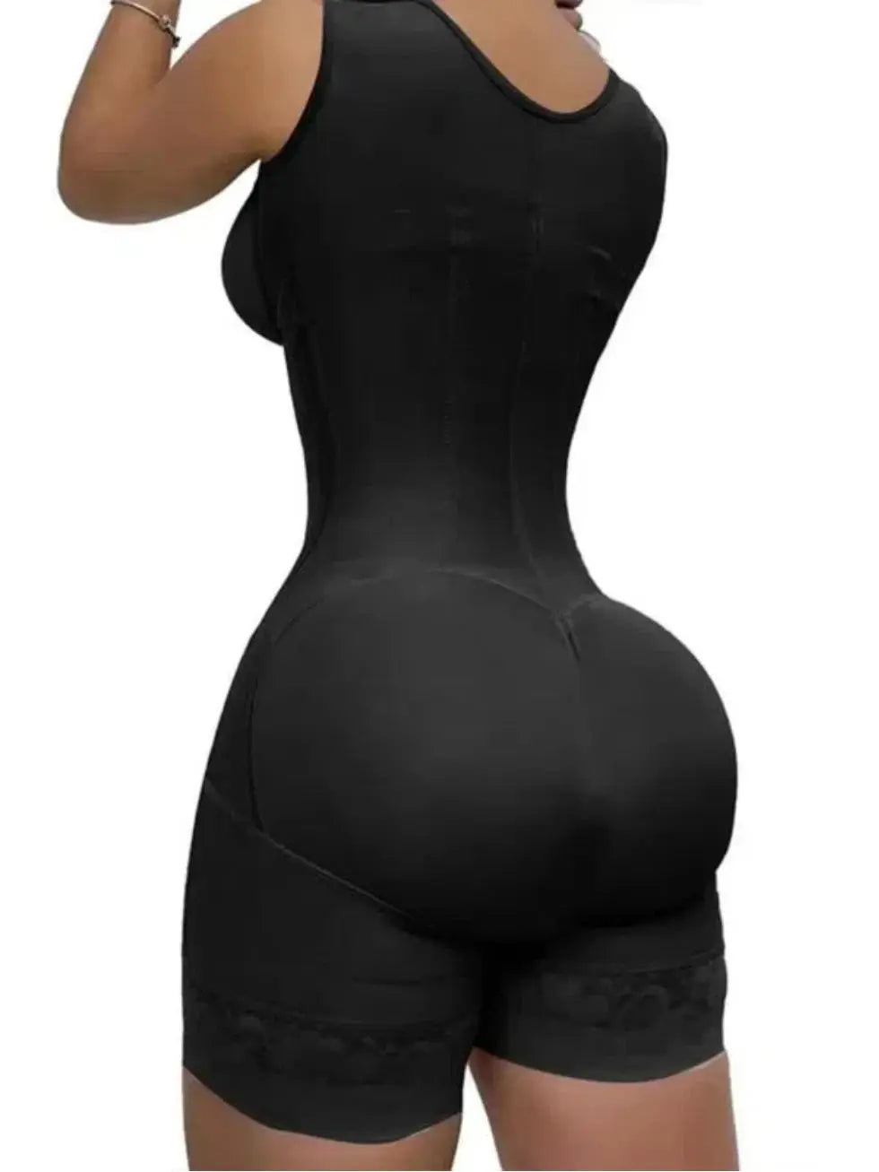Women's Lace-Trimmed Shapewear Bodysuit - Tummy Control Corset with Adjustable Straps & Zipper, Black, Comfortable NNOS