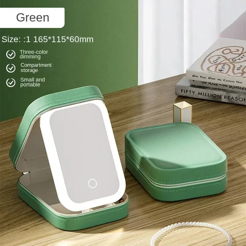 Smart LED Cosmetic Case with Mirror Travel Makeup Bag Small Cute Female Beautician Skincare Product Makeup Case for Women NNOS