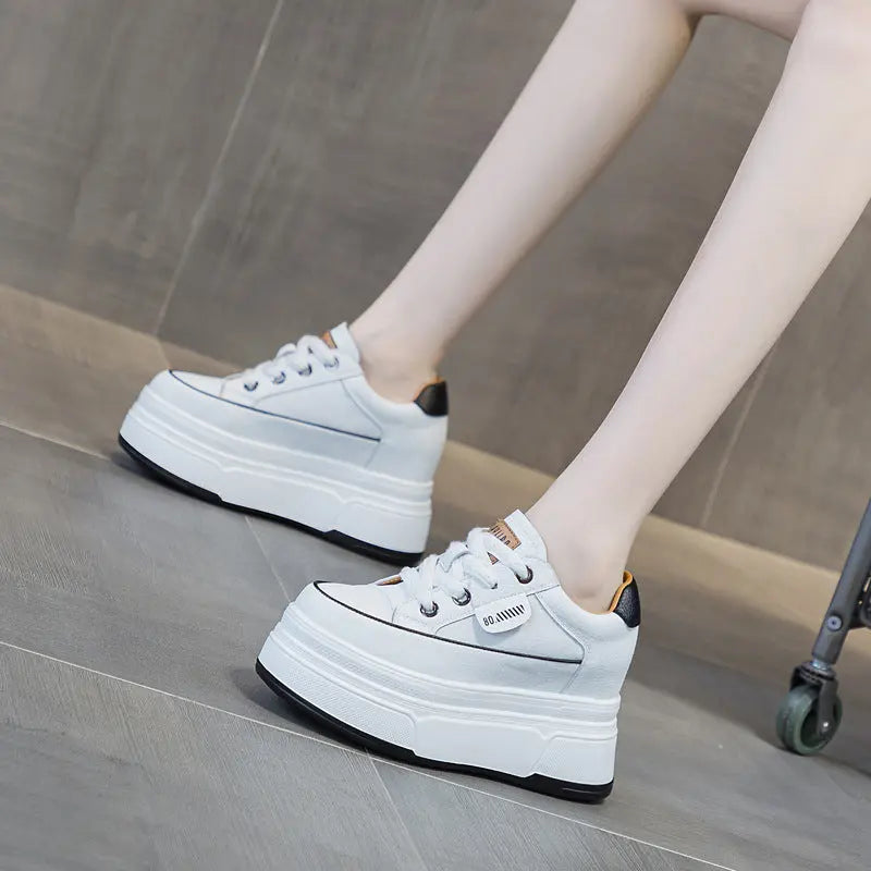 Fujin 9cm Cow Suede Genuine Leather Women Vulcanized Shoes Platform Wedge Skate Boarding High Brand Heels Casual Summer Shoes NNOS