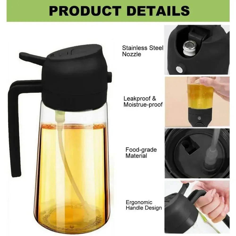 1-2PCS 2in1 Olive Oil Dispenser Bottle 500ml Plastic Oil Sprayer Cooking Oil Spray Tank BBQ Baking Picnic Kitchen Tools for Home NNOS