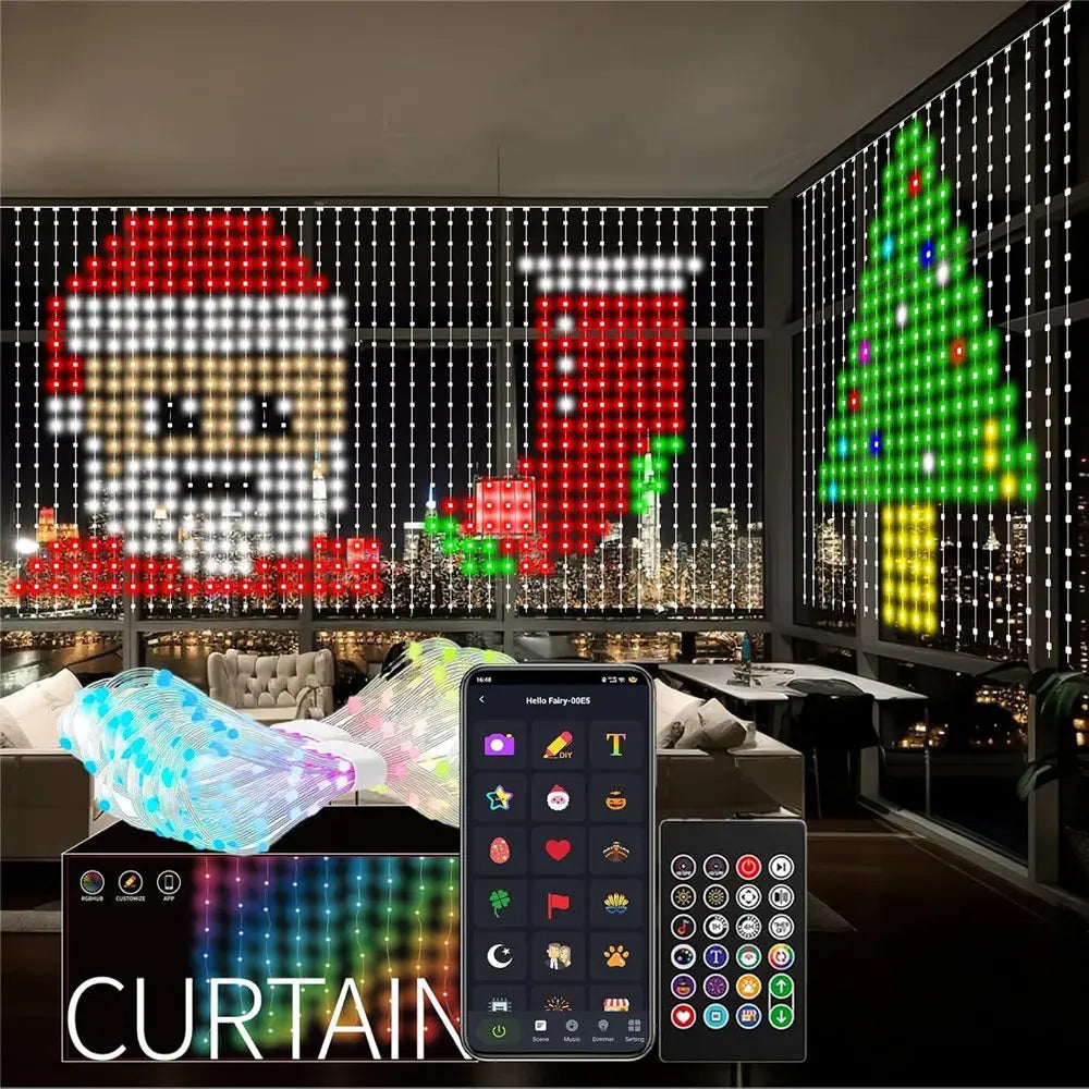 800 LED RGB Smart Curtain Lights – LED Party Lights with Music Sync, App & Remote Control NNOS