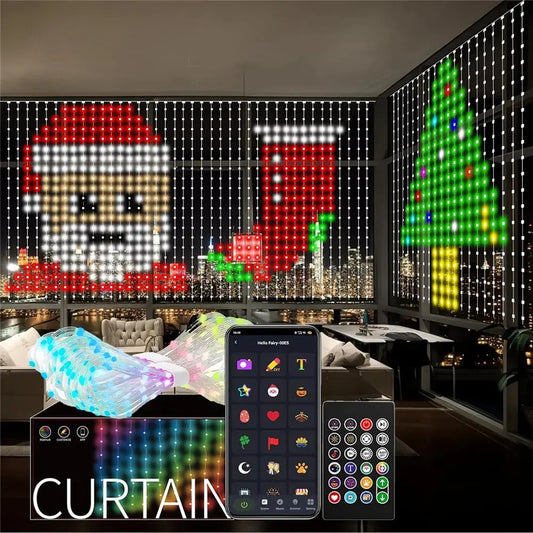 800 LED RGB Smart Curtain Lights – LED Party Lights with Music Sync, App & Remote Control NNOS