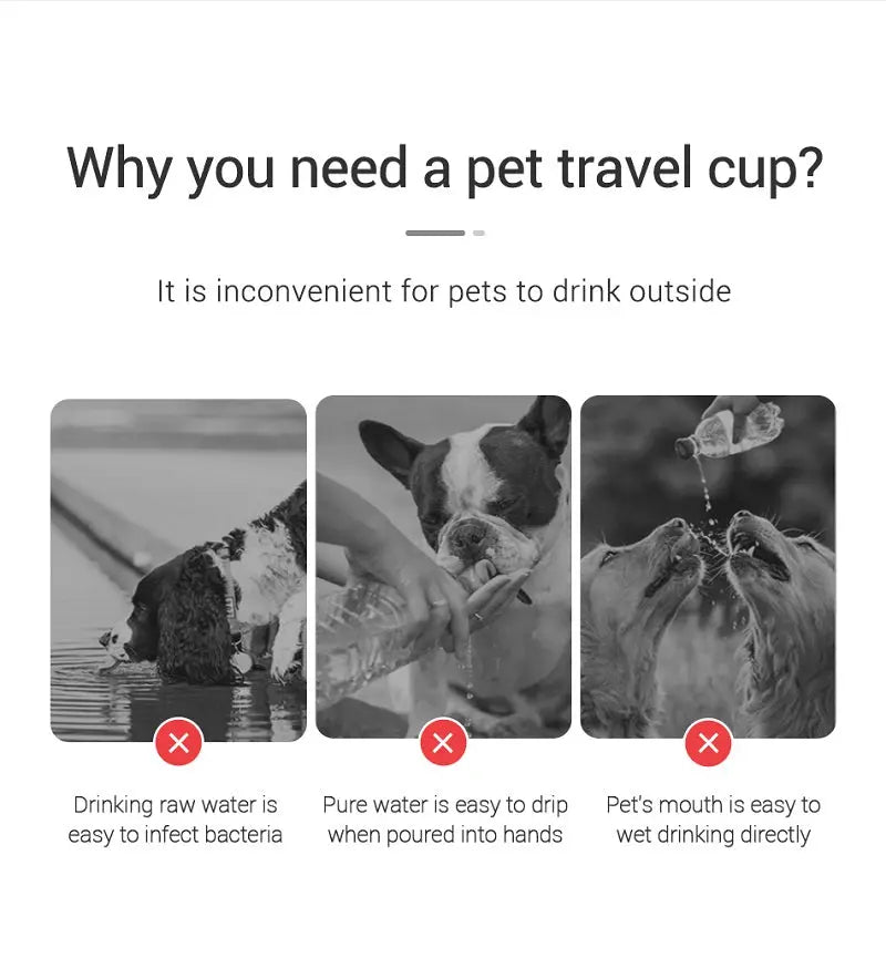 Portable Dog Water Bottle Leakproof Outdoor Drinking Bowl for Small to Large Dogs Chihuahua French Bulldog - 300ML-550ML Capacity NNOS