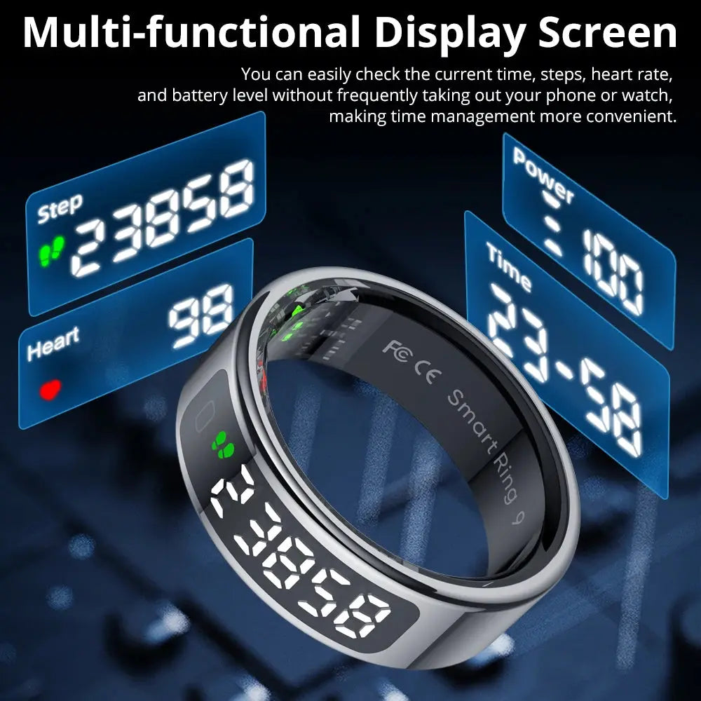 2025 COLMI R12 Smart Ring with Display Screen and Touch, Wireless Charging, Health Manager, 5 ATM Waterproof For Men Women NNOS