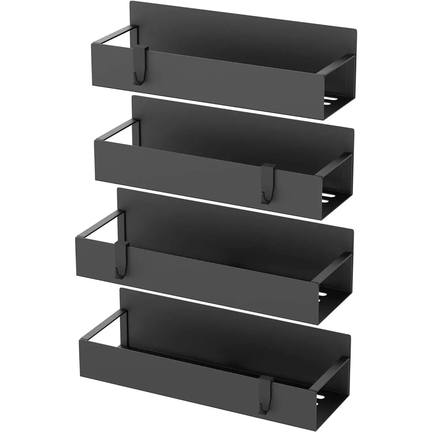 HuggieGems 4 Pack Magnetic Spice Storage Rack Organizer for Refrigerator and Oven Black Fridge Storage Holders Eye Catching Short NNOS