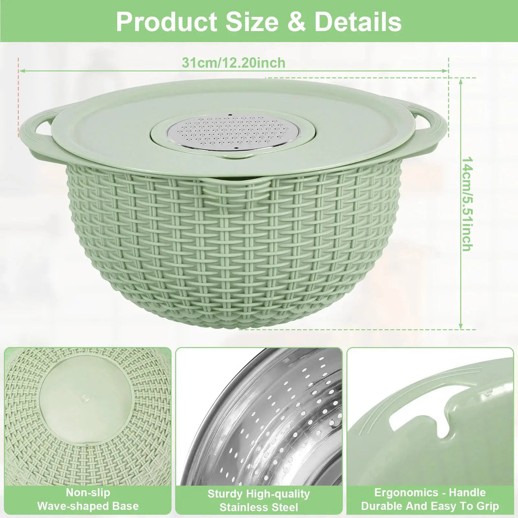 Rice Sieve Plastic Colander Kitchen Drain Basket Vegetables Fruits Washing Storage Basket Food Strainers Bowl Kitchen Tools NNOS
