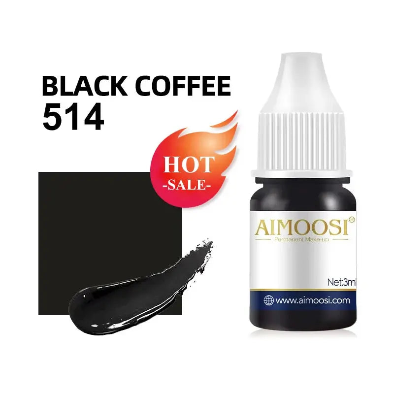 AIMOOSI Henna Eyebrow Tattoo Ink – Professional Microblading Pigment for Eyeliner & Brow Enhancement | 0.1OZ Black Permanent Makeup Ink NNOS