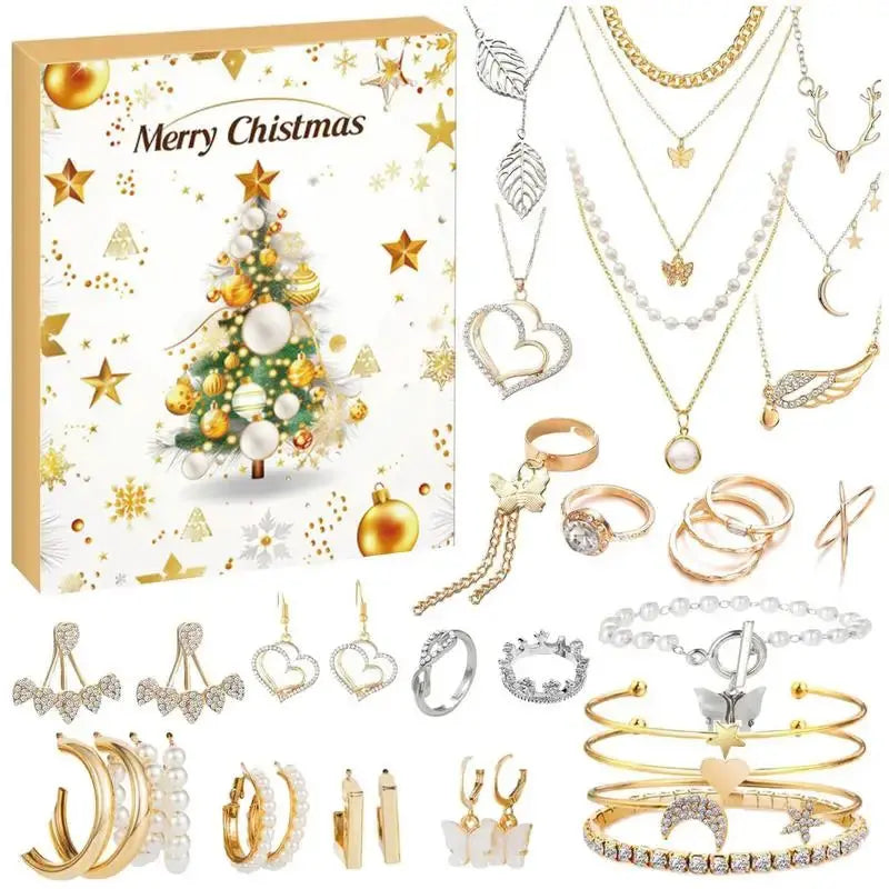 Christmas DIY Bracelet Gift Box Holiday Calendar Earrings Necklace Jewelry Handmade Beaded Set Christmas Countdown Calendar NNOS
