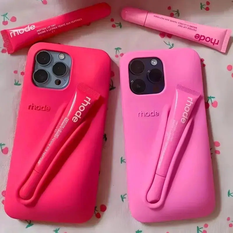 ✨ RHODE Lip Case Silicone Phone Case – Lipstick Holder + Kickstand All-in-One NNOS