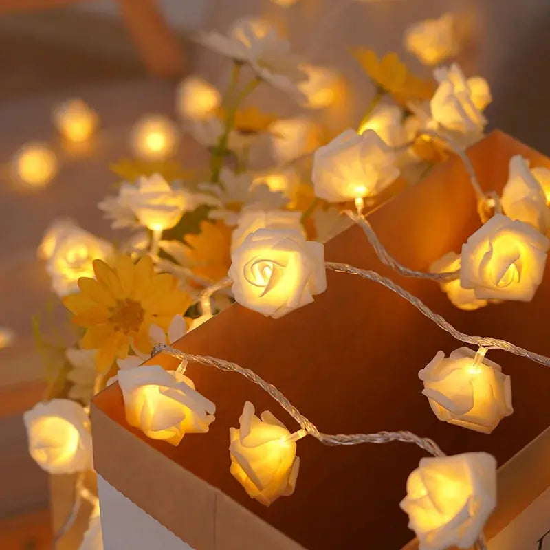 2M Rose Flower LED Fairy Lights – Romantic Garland for Wedding & Party NNOS