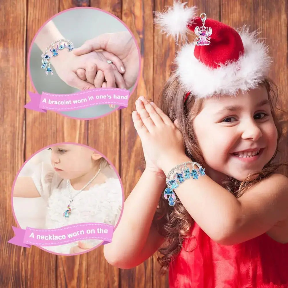 Stitch Christmas Advent Calendar Random Box 24 Days Xmas Countdown Diy Jewelry Bracelet Necklace Making Kit Gift Children Toys NNOS